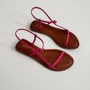Aldo Pink Strappy Flat Sandals